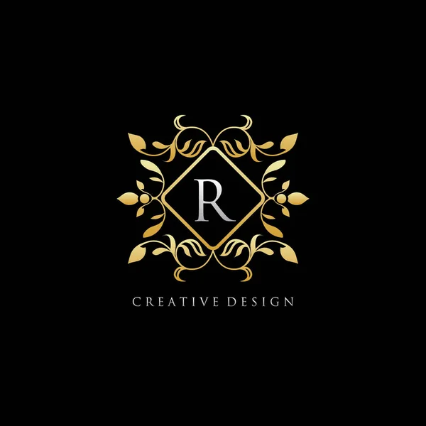 Luxe Lettre Emblème Doré Logo Design — Image vectorielle