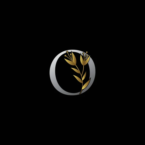 Luxus Floral Letter Logo Mit Silberner Und Goldener Farbe — Stockvektor