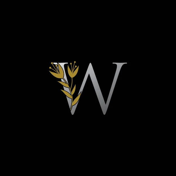 Luxury Floral Letter Logo Mit Silberner Und Goldener Farbe — Stockvektor