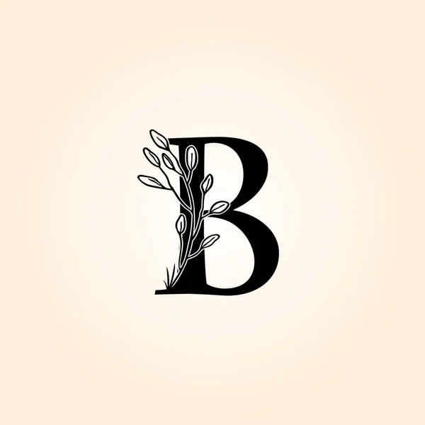 Lettre Icône Logo Dessinée Main Florale — Image vectorielle