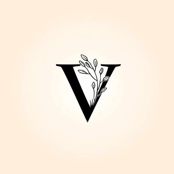 Brev Blommig Handritad Logotyp Ikon — Stock vektor
