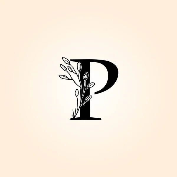 Лист Квіткова Рука Намальована Логотип Піктограма — стоковий вектор