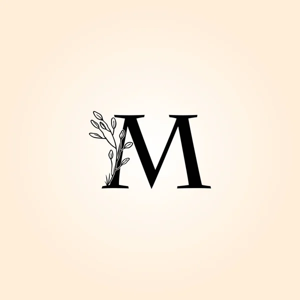 Lettera Icona Con Logo Disegnato Mano Floreale — Vettoriale Stock