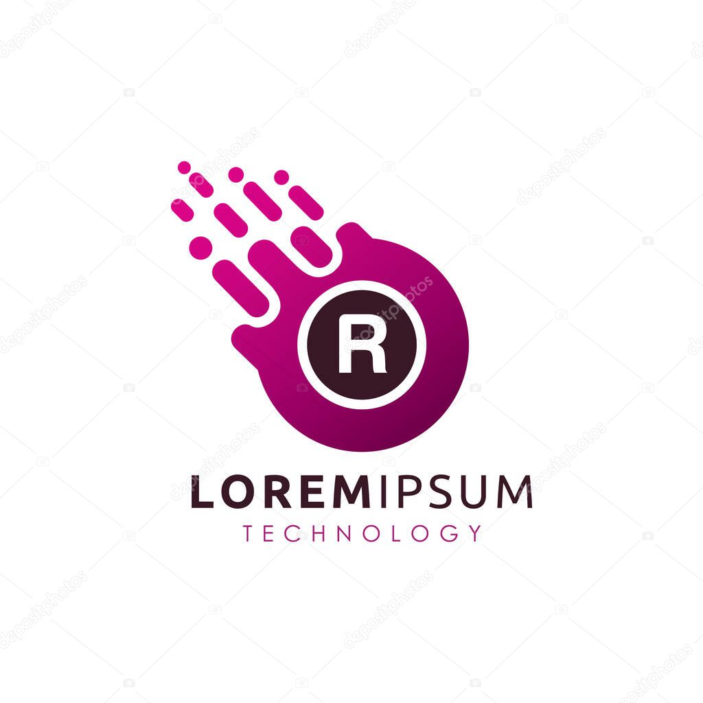 Fast Circle Data R Letter Logo Design