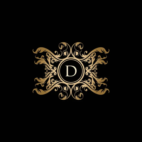 Luksusowy Boutique List Złote Logo — Wektor stockowy