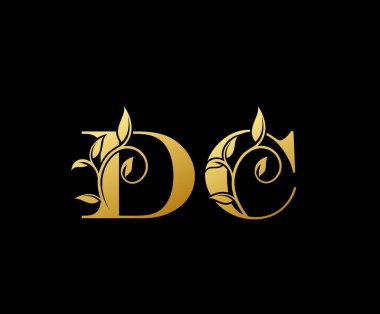 Gold DC Harf Simgesi Simgesi, şık altın harfli logo simgesi butik, restoran, düğün servisi, otel veya iş kimliği için uygun..