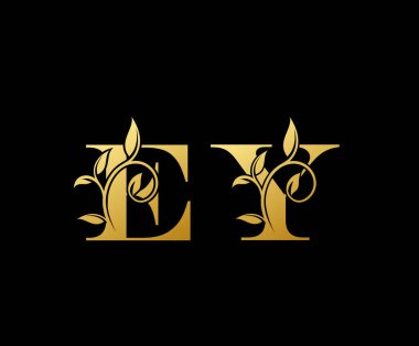 Gold EY Letter Logo Simgesi, şık altın harfli logo simgesi butik, restoran, düğün servisi, otel veya iş kimliği için uygun.