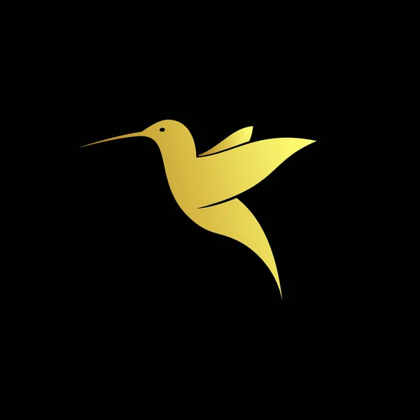 Schöne Gold Kolibri Logo Ikone — Stockvektor