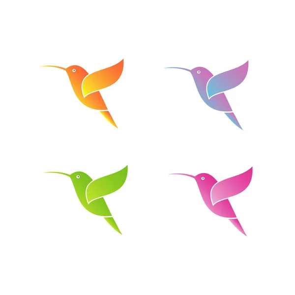 Beautiful Humming Bird Logo Icon Color Variations — Stock Vector