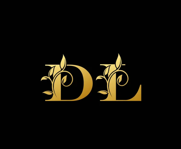 Gold Letter Logo Simgesi Şık Altın Harfli Logo Simgesi Butik — Stok Vektör