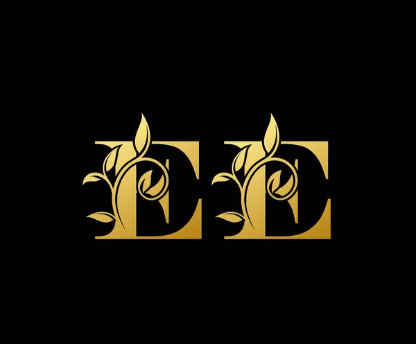 Золото Лист Логотип Значок Стильна Золота Літери Монограма Логотип Значок — стоковий вектор