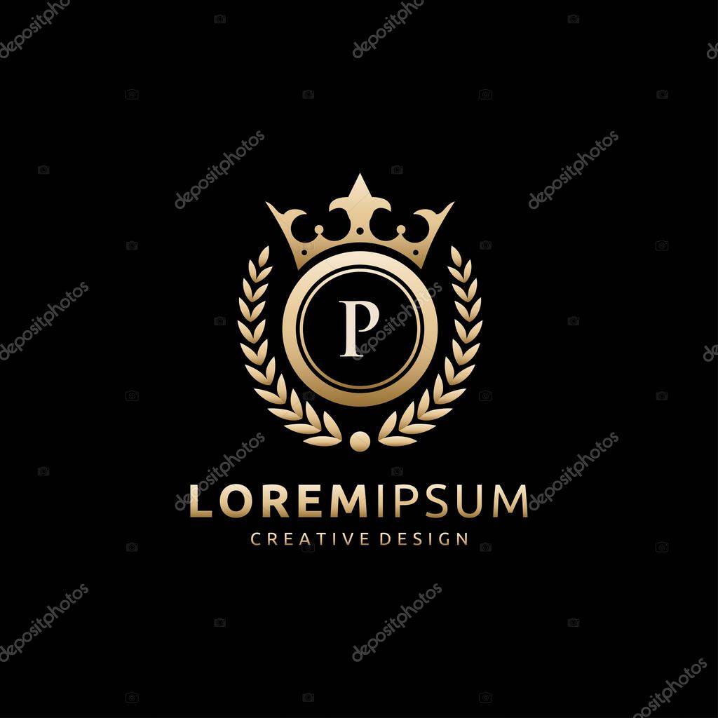 Royal Queen P Letter Gold Logo