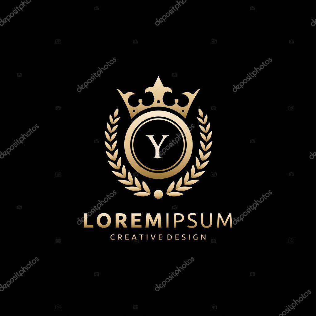 Royal Queen Y Letter Gold Logo