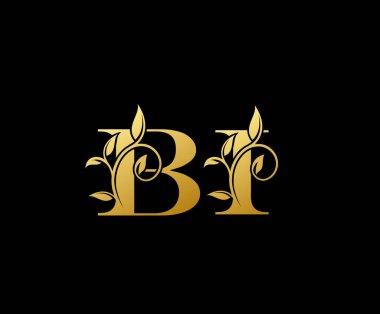 Gold BI Harf Simgesi Simgesi, şık altın harfli logo simgesi butik, restoran, düğün servisi, otel veya iş kimliği için uygun.