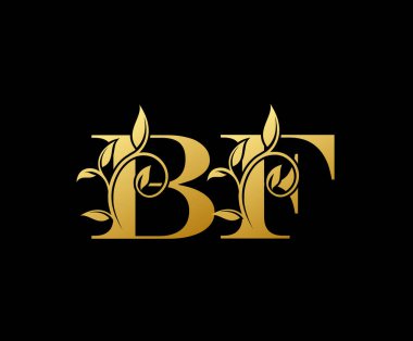Altın BF Harf Logosu Simgesi, şık altın harfli logo simgesi butik, restoran, düğün servisi, otel veya iş kimliği için uygun.