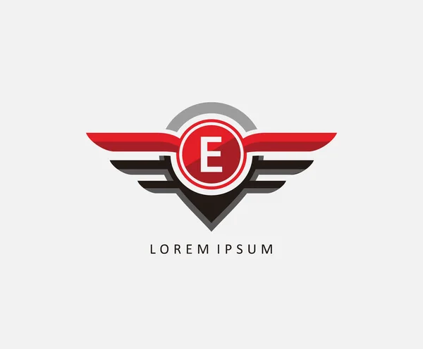 Automotive Letter Logo Mit Pin Und Flügeln Shape Icon Design — Stockvektor