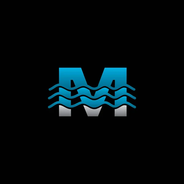 Abstrato Água Azul Onda Carta Logo —  Vetores de Stock