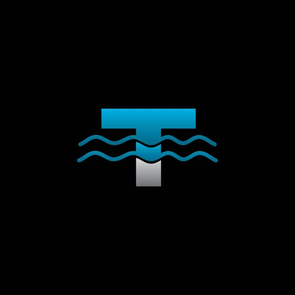 Abstraktes Wasser Blue Wave Letter Logo — Stockvektor