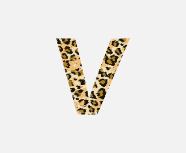 Baş harfleri V Leopar Derisi Harf Logosu