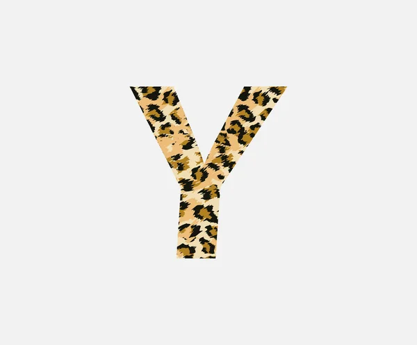 Logo Inicial Letra Piel Leopardo — Vector de stock