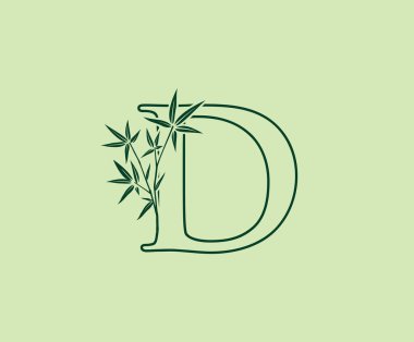 Yeşil Bambu Çizgisi D Harf Logosu Tasarımı