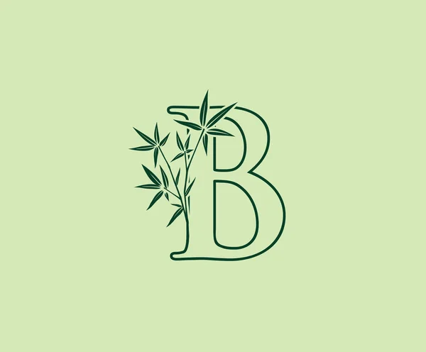 Grüner Bambus Linie Buchstabe Logo Design — Stockvektor