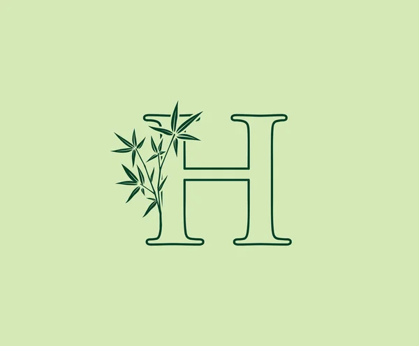 Grön Bambu Linje Brev Logotyp Design — Stock vektor