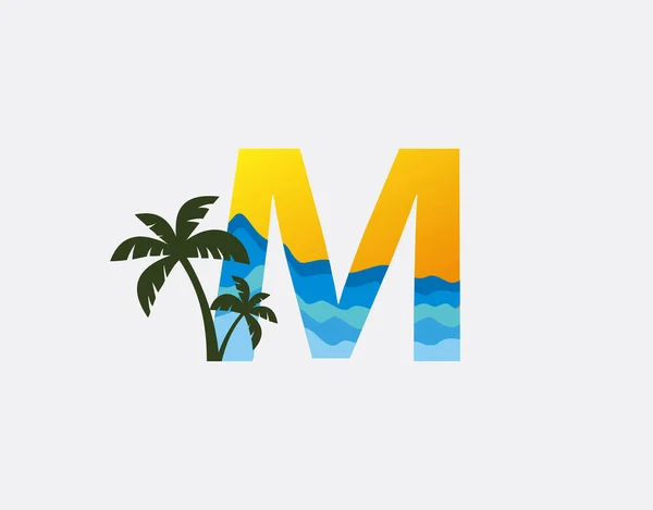 Lettre Conception Logo Palm Beach — Image vectorielle