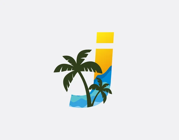 Carta Palm Beach Logo Design — Vetor de Stock