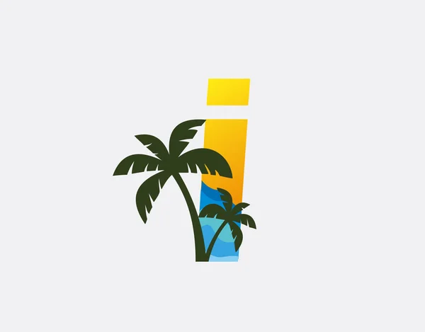 Carta Palm Beach Logo Design — Vetor de Stock