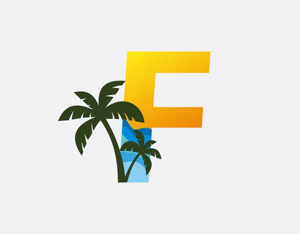 Carta Palm Beach Logo Design —  Vetores de Stock