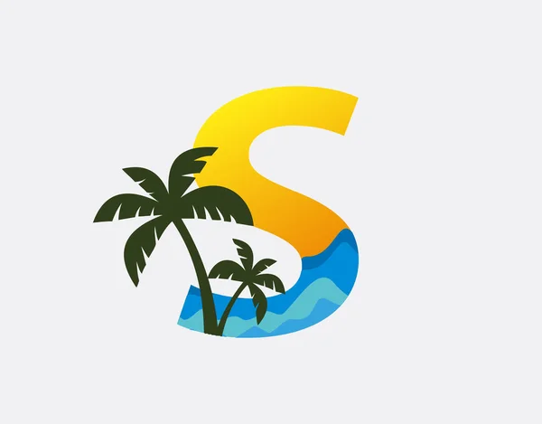 Buchstabe Palm Beach Logo Design — Stockvektor