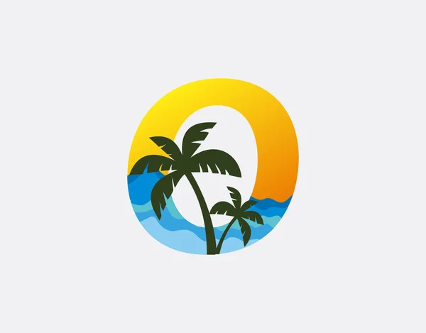 Buchstabe Palm Beach Logo Design — Stockvektor