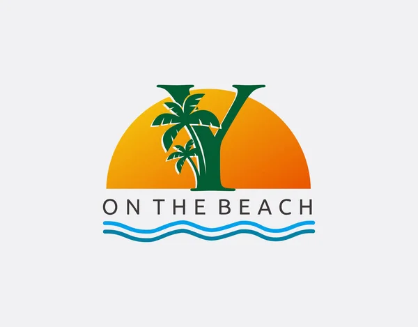 Palm Beach Letra Logotipo — Vetor de Stock