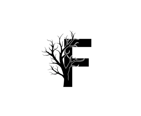 Arbre Mort Branche Lettre Logo — Image vectorielle