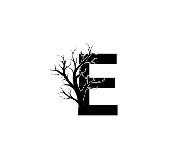Arbre Mort Branche Lettre Logo — Image vectorielle
