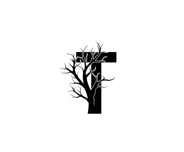 Martwa Gałąź Drzewa List Logo Design — Wektor stockowy