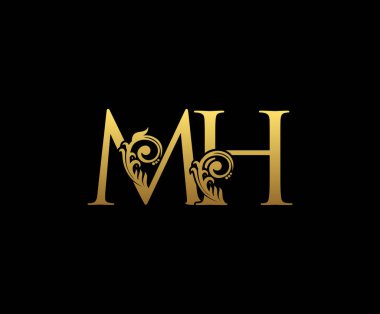 Altın Lüks MH Harf Logosu Tasarımı 