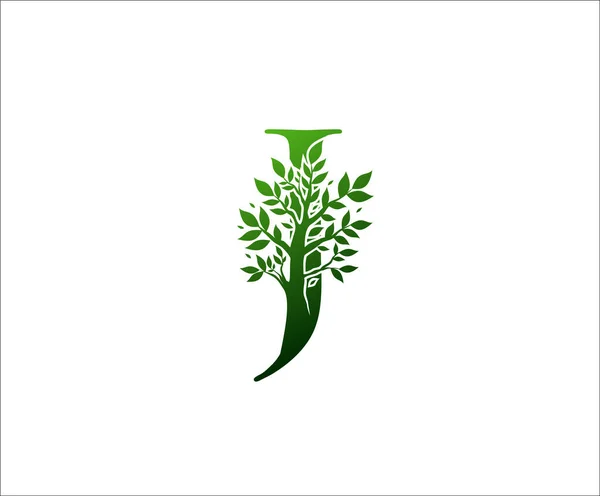 Arbre Vert Lettre Logo Design — Image vectorielle