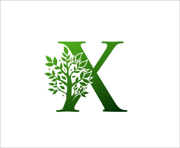 Arbre Vert Lettre Logo Design — Image vectorielle