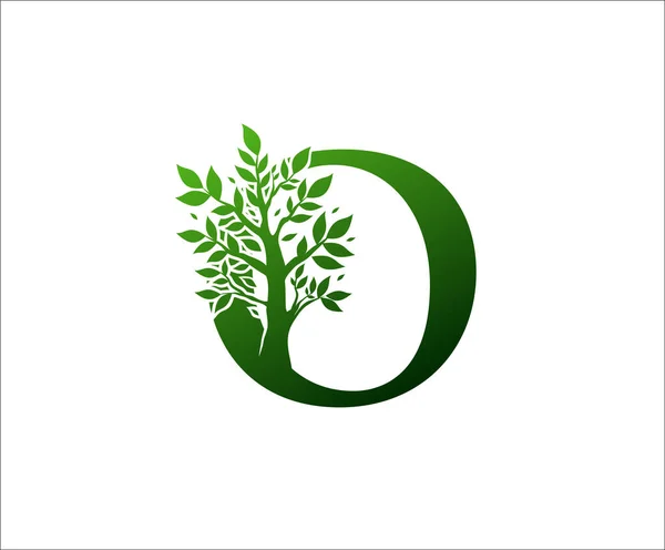 Árbol Verde Letra Logo Diseño — Archivo Imágenes Vectoriales