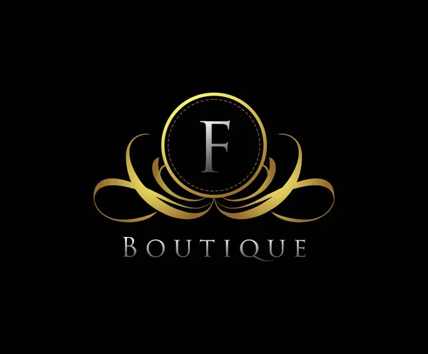 Oro Lujo Boutique Letra Logo — Archivo Imágenes Vectoriales