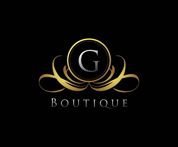 Ouro Luxo Boutique Carta Logo —  Vetores de Stock