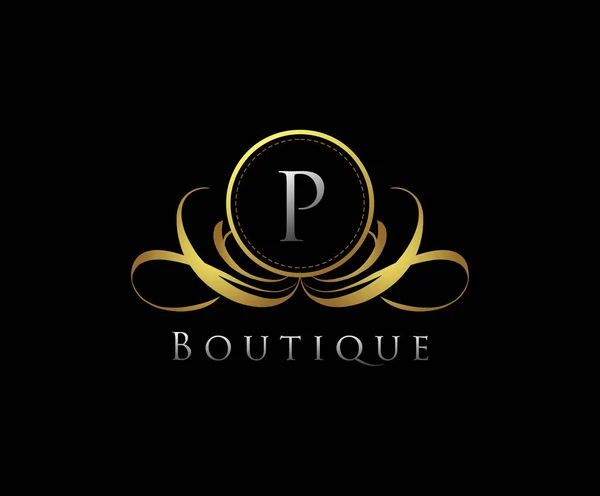 Ouro Luxo Boutique Carta Logo — Vetor de Stock