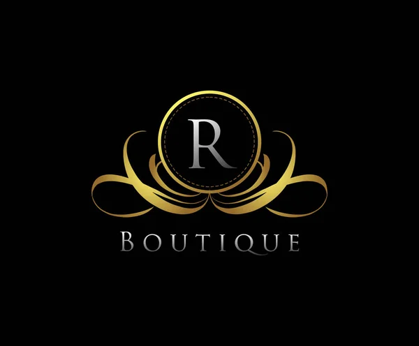 Ouro Luxo Boutique Carta Logo —  Vetores de Stock