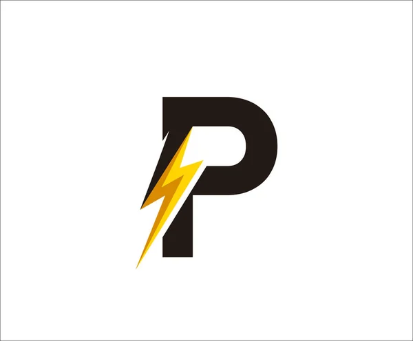 電気Pフラッシュパワーレターロゴ — ストックベクタ