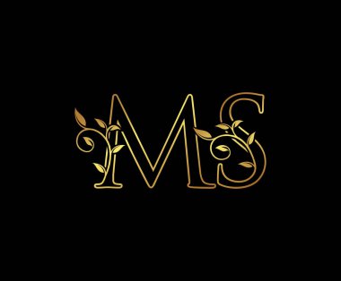 Lüks Altın M.S. Harf Çiçek Logosu Tasarımı.