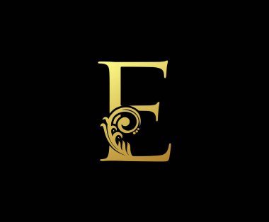 Altın Kraliyet E Harf Çiçek Logosu Tasarımı.