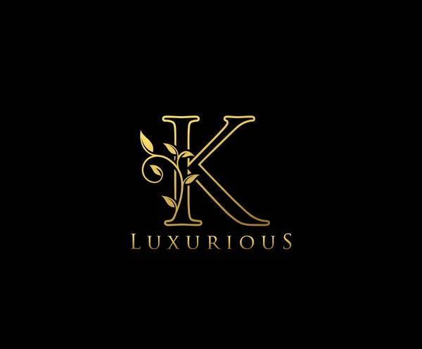 Golden Luxury Levele Floral Logo Design — Stock Vector