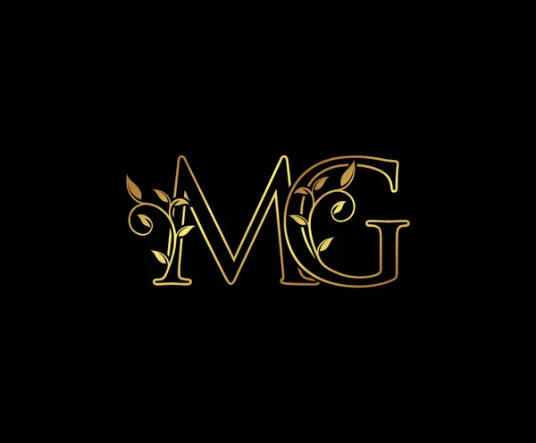 Розкішний Золотий Лист Квітковий Логотип Дизайн — стоковий вектор